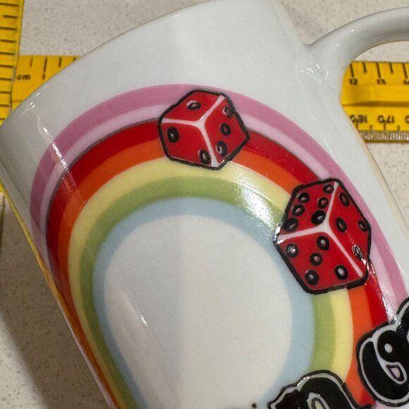 Vintage Reno Nevada Souvenir Mug: Rainbow Dice Ceramic Coffee Cup - Picture 6 of 11